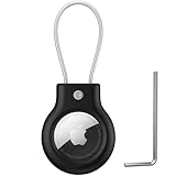 Oumida Hülle für Apple AirTag Anhänger Secure Halter mit Kabel, Robustes Anti-Verlust Sicherheitsschloss Airtag Case, mit Sechskantschlüssel, für Schlüsselanhänger Gepäck Usw (Schwarz)