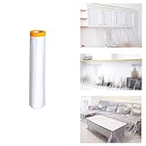 Abklebeband mit Folie, 4.5 * 20m Abdeckfolie Maler Transparent, Abdeckfolie Maler auf Rolle, Große Abdeckplane für Malerarbeiten, Für Malerarbeiten, Renovierung, Gartenmöbel