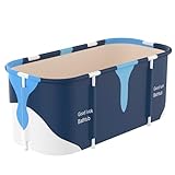 HWGING Faltbare Badewanne für Erwachsene, 120x55CM Klappbare Badewanne, Mobile Badeerlebnis mit Einfacher Installation, Umweltfreundliche Faltwanne, Ideal für das Heim-SPA【Stützstange aus Kunststoff】
