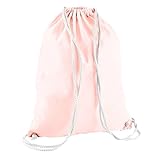 Veproli Baumwoll Turnbeutel Sportbeutel Zuziehbeutel Gymsack Sack Jute Schule Rucksack (Pastel Pink/Rosa)