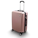 Lacestone Barut Trolley Hartschalen Koffer Hartschalenkoffer Hardcase Größe L - Modell General (Rosegold)