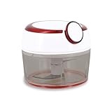 MENASTYL - Alix Mini-Zerkleinerer, manuell, rot, 5 Sekunden – 5040175 – Zerkleinern, Schneiden & Mischen von Gemüse, Fleisch, Zwiebeln; gebogene Edelstahlklingen, rot