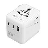 5 in 1 Reiseadapter Weltweit,Universal Adapter mit USB A,USB C,1 Weltweit Steckdose und 1 USA/JP Steckdose,Travel Reisestecker Internationaler Steckdosenadapter für EU USA UK Canada Japan Australien