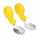 SWOOMEY 1 Satz Liebevollem Kinderbesteck mit Kurzem Griff Lustiger Schnecken Design für Training von Kleinkindern Selbständigen Essen Esslernbesteck Gelb
