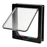 CHIMHOON Freilauftür Katzentür, Katzenklappe, Insektenschutz Türrahmen, Cat Door, Hundeklappe, Sichtfenster, Plastik Door+ Lock, Haustierklappe, für Fliegengittertüren