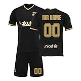 Generisch Fußball Trikot Kinder 24/25, Personalisiert Fussball Trikot Jungen mit Eigenem Namen Nummer Logo, Fußballtrikot Shorts Set für Jungen Männer