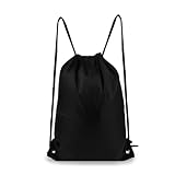 KEQAR Kordelzugbeutel PE-Beutel Turnbeutel Schwimmbeutel Rucksack für Sport, Fitnessstudio, Reisen, Schwimmen, Strand (Schwarz)