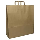 Zillux® Papiertragetasche 45+17x48 cm mit Flachhhenkel, aus Kraftpapier braun | Papiertüten, Geschenktaschen, Papiertasche, VE 150 Stück