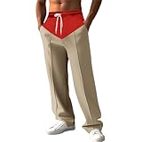 RUMAOZIA Jogginghose Herren Breite Baggy Colour-Block Sweatpants Herbst Winter Warme Sweathose Casual Sport Pants Mit Taschen Kordelzug Elastische Taille Jogging Hose Weites Bein Sporthose