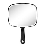 Eaoundm Handspiegel für Make-up, großer Handspiegel, Salon, quadratisch, 17,5 x 25,4 cm, Schwarz