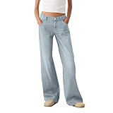 Baggy Jeans Damen, Wide Leg Jeanshose Schlaghose High Waist Weites Bein Damenjeans Bequeme Loose Fit Hoch Taillierte Trendige Freizeithose für Frauen Denim-Hose Denim Pants