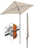 4smile Sonnenschirm Balkon SunnyShade Plus, Sonnnenschutz Balkon SET 3-in-1, Beige - UV50+ Sonnenschirm rechteckig 200 x 125 cm + Sonnenschirmhalter Balkongeländer + Sonnenschirm Schutzhülle