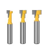 3-teiliges 8-mm-Schaft-T-Nut-Fräser-Bit-Set Sechskantschrauben-Schlüsselloch-Bits T-Schlitzfräser for die Holzholzbearbeitung