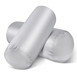 2 Packungen Rundhalskissenbezüge, 40,9 x 15 cm, Nackenrolle, weiche runde Kissenbezüge mit Reißverschluss, Nackenrolle, Seide, Zylinder-Kissenbezüge für Haar und Haut