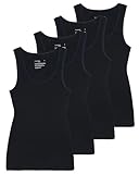 Comfneat Damen 4-Pack Tank Tops Stretch Baumwolle Elasthan Bequeme Unterhemden (Schwarz 4-Pack, XXL)