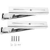 2 x Mikrowellen-Halterung aus Edelstahl, Wandregal für die Küche, faltbares, dehnbares, verstellbares Regal mit weißen Kunststoffecken, robust bis zu 37 kg, platzsparend