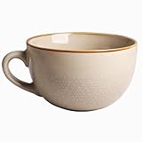 Arawat 700 ml große Tassen Keramiktasse mit Griffen Süße Kaffeetassen Keramik Teetassen mit Löffel Kaffee Tee Müslischalen Porzellan Große Tasse Geburtstag Riesen Suppenschalen mit Griffen