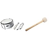 Gewa Basix Marching Drum, weiß, (12 Zoll) x (7 Zoll) & XDrum MBD1-H Marsch Schlägel für große Trommel hart (Trommelstock, Konzertschlägel für große Trommel, Länge: 32cm, Kopfdurchmesser: 6,5cm)