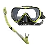 Schnorchelset Erwachsene Tauchmaske Taucherbrille Mit Schnorchel Anti-Fog Dry Schnorchelset wasserdichte Schnorchelbrillen Für Erwachsene Kinder Schnorcheln Schwimmen Und Tauchen (Grün)