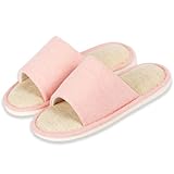 Anmerl Sommer Hausschuhe für Damen und Herren, Innen/Außen Offene Waschbare Pantoletten mit Rutschfester Sohle, Atmungsaktive Duschschuhe aus Baumwollleinen für Zuhause Reise Spa
