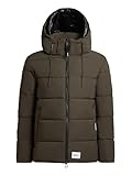 khujo Herren warme Winter Steppjacke mit innenliegenden Rucksackträgern und Abnehmbarer Kapuze Loga2-YM Range Green Gr. M
