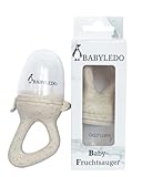 BABYLEDO Baby Fruchtsauger Fruchtschnuller mit Beißring für Obst und Gemüse, Baby Zahnungshilfe (Alpaka - Beige)