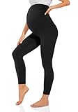 TNNZEET Umstandsleggings High Waist Damen Umstandshose Schwangerschaft Leggings Lang für Yoga(Schwarz,M)