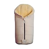 IGLU 2.0 Lammfell Fußsack für Kinderwagen, 98 x 45 cm, Wind- und Wasserabweisend, Waschbar bei 30°, Weiß (cream)