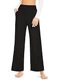 ACTINPUT Yogahose Damen Lang mit Taschen Jogginghose Damen Baggy Hohe Taille Sporthose Weites Bein Trainingshose Laufhosen (Schwarz,L)
