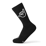 FYNGERS | HANG LOOSE, SHAKA | Sportsocken mit Handzeichen | Schwarz | Bio-Baumwolle | Top Qualität