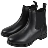 RL24 - Winter Jodhpur Reitstiefeletten – Stiefeletten Damen & Herren – wasserdichte Chelsea Boots – mit Teddyfutter & elastischen Einsätzen – Reitschuhe in Schwarz – Größe 38