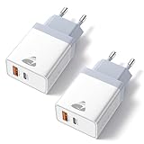 USB C Ladegerät, 2er Pack 2 Ports Mehrfach Ladegerät mit USB-C und USB-A, 20W Schnellladegerät PD 3.0 Power Adapter USBC Netzteil für iPhone 16 15 14 Pro Max 13 12 11,Samsung Handys Stecker Chargers