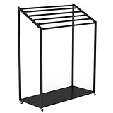 Bewegliche Yogamatte mit Rollen, Yoga-Handtuch für Zuhause, Fitnessstudio und Studio, kompakte Übungsmatte, Aufbewahrungsständer (schwarz, 85 x 45 x 120 cm)