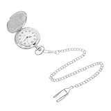 BESPORTBLE Mechanische Herren Taschenuhr Vintage mit Kunstvoller Gravur Flip Cover Schutz Präzisem Handaufzug Großer Silberner Muster Design Klassisch Elegant für Männer und Frauen