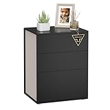 VASAGLE Nachttisch, Toolless-Technologie, superschnelle werkzeuglose Montage, Beistelltisch 3 Schubladen, Nachtschrank, Schlafzimmer, Wohnzimmer, tintenschwarz-cappuccinobeige LET778B01