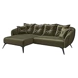 piolo Bea Ecksofa 277x162x94 cm in Tessuto Grün, mit gemütlichen Kissen und Ottomane Links, setzen Sie Moderne Akzente in Ihrem Wohnzimmer