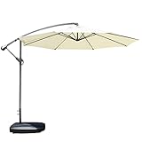 CWCQGH Gartenschirme Gartenschirm, 9,8 Fuß Freischwinger-Regenschirm zum Aufhängen, Freischwinger-Regenschirme mit Sockel, für Hof, Garten und Terrasse,Beige-2.7M
