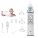 Nasensauger Baby, Nasensauger Baby Elektrisch 5 Saugstufen & 3 Silikonspitzen，IPX6 Wasserdicht,Wiederaufladbar，Mit Musikfunktion, LCD-Display, Nasensauger Geeignet für Babys und Kinder
