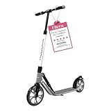 HUDORA BigWheel 230 Advanced Scooter - Stabiler Aluminium-Roller bis zu 120kg - Leiser & zusammenklappbarer Cityroller mit Ständer & Klingel - Kick-Scooter für Kinder/Jugendliche & Erwachsene - iron