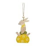 Ostern Holz Hase Herz Charm Festliches Hängeornament Hängedeko Outdoor (B, 12x6.9x1cm)