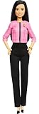 Barbie Careers Puppe & Zubehör, Future Leader mit schwarzen Haaren tragen Outfit mit 2 goldenen Armbändern & 'B' Pin, inklusive Aufkleber für Kinder