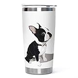 WONGS BEDDING Boston Terrier Trinkbecher, Geschenk für Hundeliebhaber, 590 ml, Edelstahl, thermisch, vakuumisoliert, Geburtstagsgeschenk, Geschenke für Männer, Frauen, Freunde, Wasserbecher für