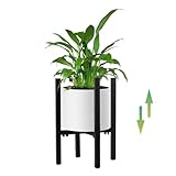 STLOVe Blumenhocker, Verstellbarer Blumentopfständer Modern Blumenständer Pflanzenständer Metall Schwarz für Innen und Draußen Wohnzimmer Ecke, Pflanzenhocker Einstellbare Breite:24-36cm, 1pcs