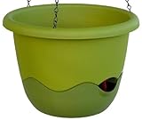 Mareta Blumenampel zum Aufhängen, 30 cm - Selbstbewässerungstopf mit Kette - Blumentopf aus Kunststoff für Innen- und Außenbereich, Grün