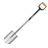 Fiskars Gärtnerspaten für harte, steinige Böden, Spitz, Länge: 120 cm, Qualitätsstahl-Blatt/Glasfaserverstärkter Kunststoff-Stiel, Schwarz/Orange, Xact, L, 1003683