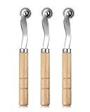 QLEUIFT kopierrädchen, 3 Stück 2mm nervenrad mit Holzgriff, Markierrädchen, Schnittmusterrädchen für Leder Kanten