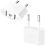 VIEVRE Adapter USA Deutschland Stecker,2 Stück US to EU Adapter,US Adapter EU,USA Adapter Steckdose,EU to US Adapter, EU Stecker Adapter,CE-Zertifizierun,USA Adapter für Geräte mit USA-Netzteil