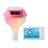 Solarbetriebenes Digitales Kabelloses Poolthermometer, Schwimmendes Pooltemperaturthermometer, IP68, Wasserdicht, Leicht Ablesbar, For Pools, Teiche, Whirlpools Genaue Messung(Red)
