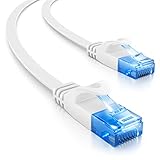 deleyCON 20m CAT6 Flaches Netzwerkkabel 1000 Mbit Gigabit LAN - Cat 6 RJ45 Ethernet Patchkabel Verlegekabel Flach - für Internet Switch Router Modem Patchpanel - Weiß