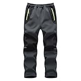XINYUNZU Schneehose Kinder Softshellhose Wasserdicht Winddicht Skihose Thermohose Winterhose Warm Ski Hose Wanderhose Regenhose Snowpants Outdoor Hosen Blitzangebote des Tages Dunkelgrau 9 Jahre